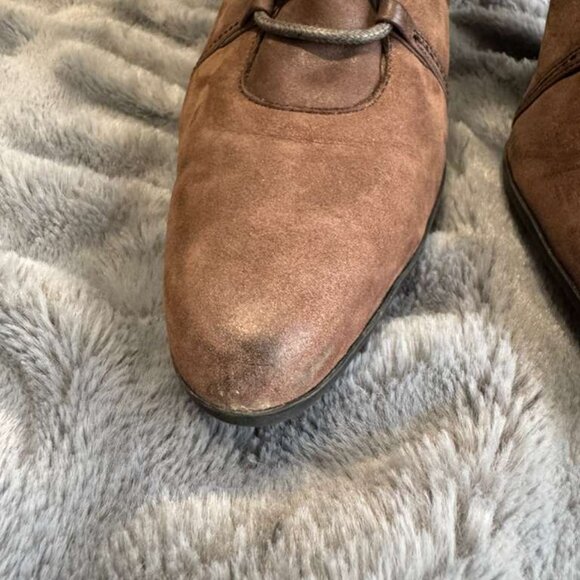 Colin Stuart Brown Genuine Leather Heel stiletto Boots Faux Fur Pointed Toe 7M - Picture 9 of 13